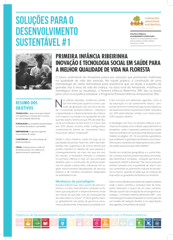 Capa de publicação feita pela Fundação Amazônia Sustentável (FAS).