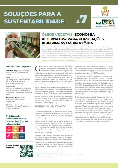Capa de publicação feita pela Fundação Amazônia Sustentável (FAS).