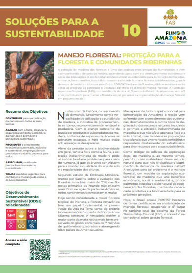 Capa de publicação feita pela Fundação Amazônia Sustentável (FAS).