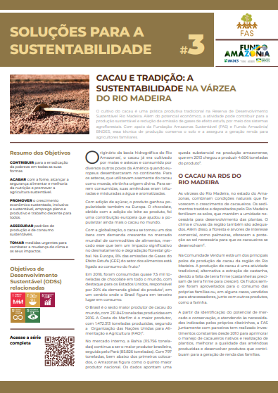 Capa de publicação feita pela Fundação Amazônia Sustentável (FAS).