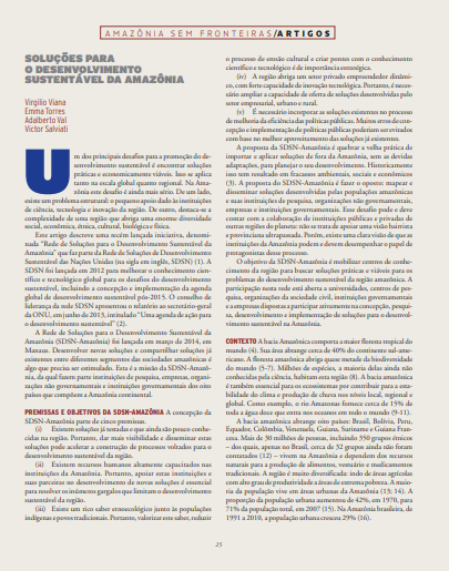 Capa de publicação feita pela Fundação Amazônia Sustentável (FAS).