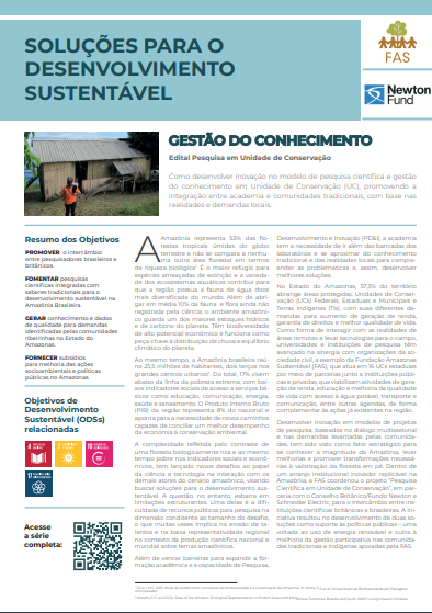 Capa de publicação feita pela Fundação Amazônia Sustentável (FAS).