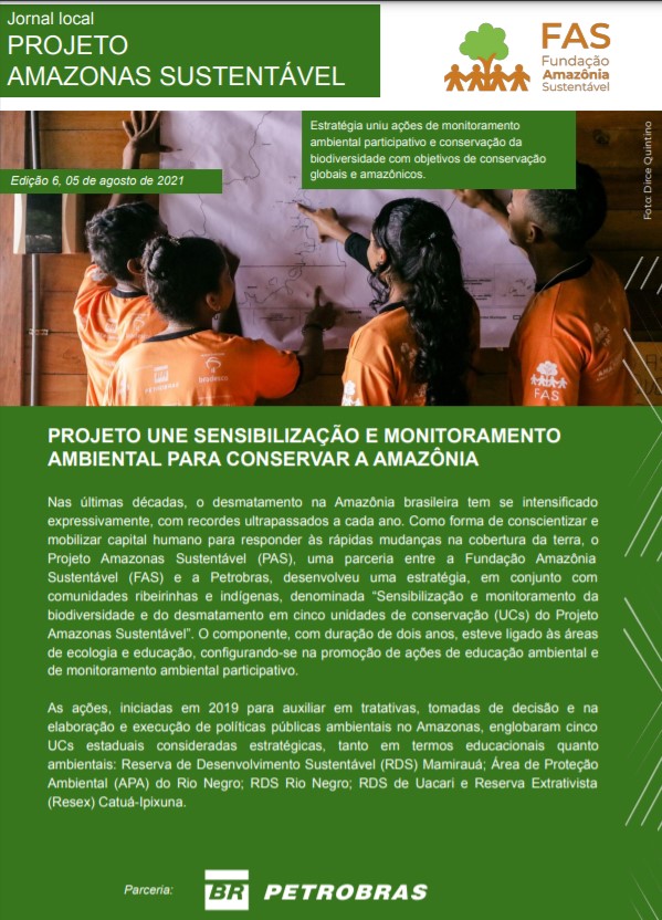 Capa de publicação feita pela Fundação Amazônia Sustentável (FAS).