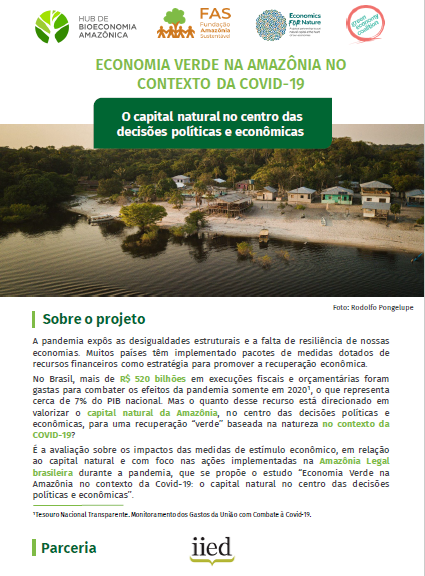 Capa de publicação feita pela Fundação Amazônia Sustentável (FAS).