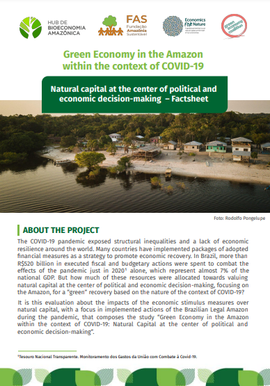 Capa de publicação em inglês feita pela Fundação Amazônia Sustentável (FAS).