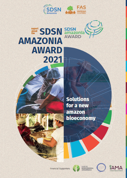 Capa de publicação em inglês da SDSN Amazônia e Fundação Amazônia Sustentável (FAS).