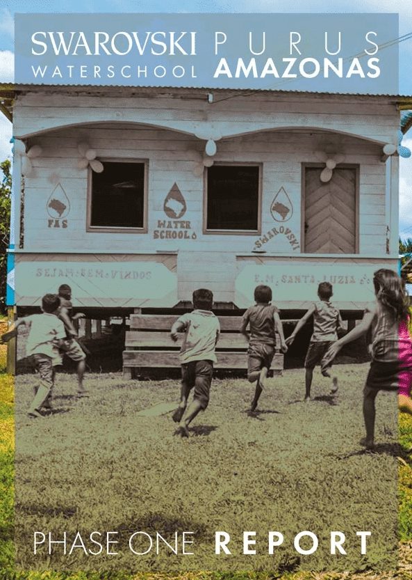 Capa de publicação feita pela Fundação Amazônia Sustentável, sobre o Projeto Escola D'água.