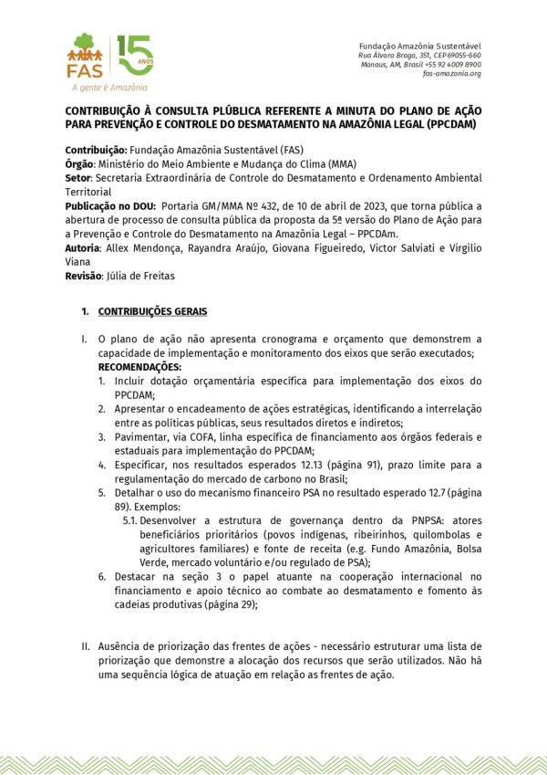 Capa de publicação criada pela Fundação Amazônia Sustentável (FAS).