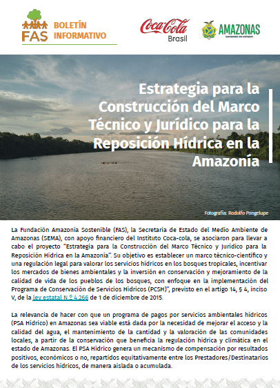 Capa de boletim em espanhol produzida pela Fundação Amazônia Sustentável (FAS).