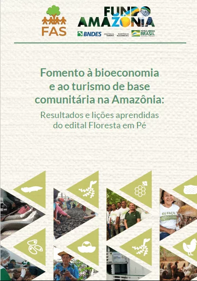 Capa de publicação intitulada "Fomento à bioeconomia e ao turismo de base comunitária na Amazônia".
